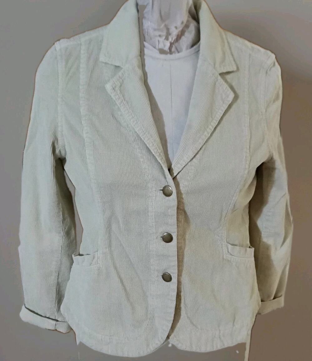 Sunset Cove Corduroy Blazer Sz. Petite Large Ivory Preppy